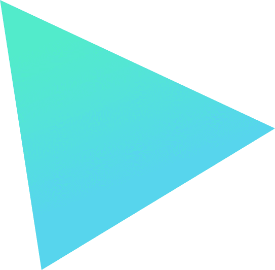 The image shows a large, solid triangle with a gradient fill that transitions from green on the left to blue on the right. The shape has sharp, clean edges and the gradient gives it a soft, modern feel. This simple, geometric design is often associated with play buttons or directional cues in digital interfaces.